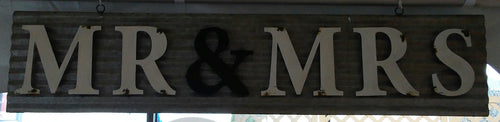Sign  Mr & Mrs 47 x 10 Rustic Metal