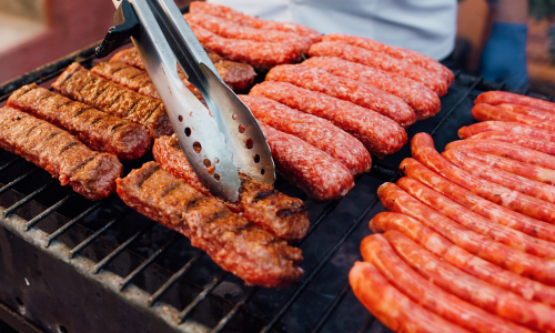 Sausages on grill