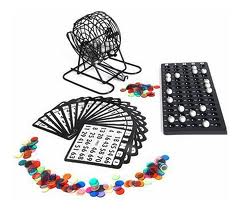 Bingo Game and Cards. Includes numbered balls, cage, ball holder and 100 cards. Additiona cards are available at $30/per 100 cards