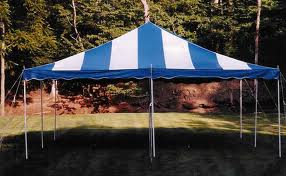 20 X 20 Blue and White Stripped Tent Customer Pickup and Setup