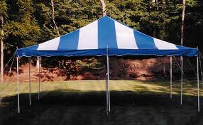 Tent 20 X 20 Blue and White Stripe Customer Pickup and Setup