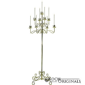 Candelabra Tree Stand Pair 9 Lite Silver With Glass Globes