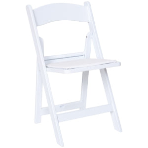 Chair White Resin With Padded Seat